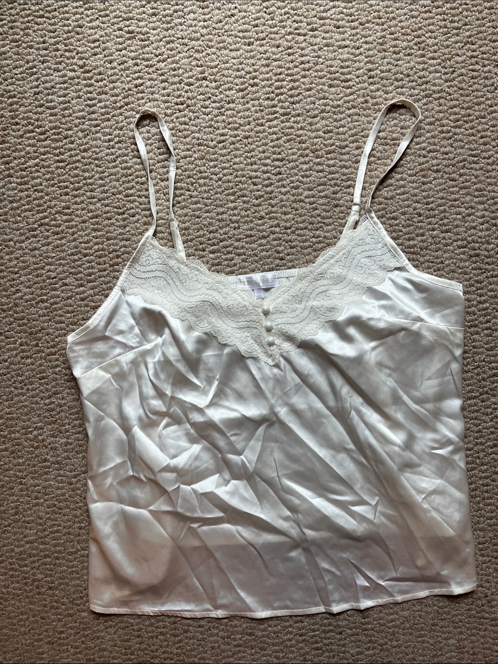 Y2K Silky White Lace-Trim Cami Top Going out Top